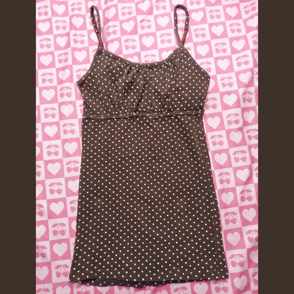 Rue21 Tops - Y2K Brown & White Polka Dot Rue 21 Tank Top